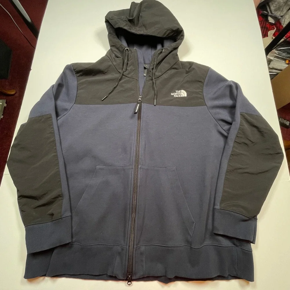 The North Face Mens XXL Navy Black Colorblock Full Zip Water Resistant Hoodie